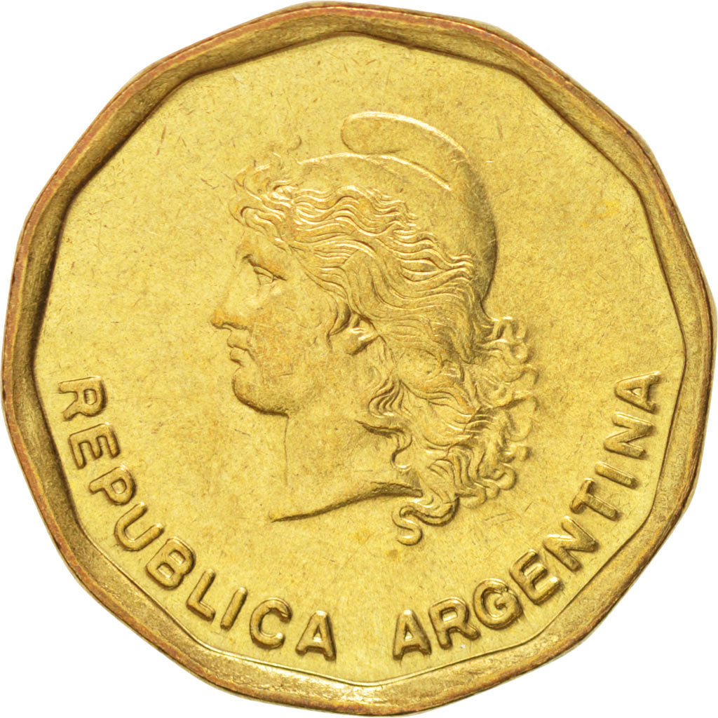 ARGENTINA, 50 Centavos, 1988, KM #99, MS(63), Brass, 24.5, 5.53