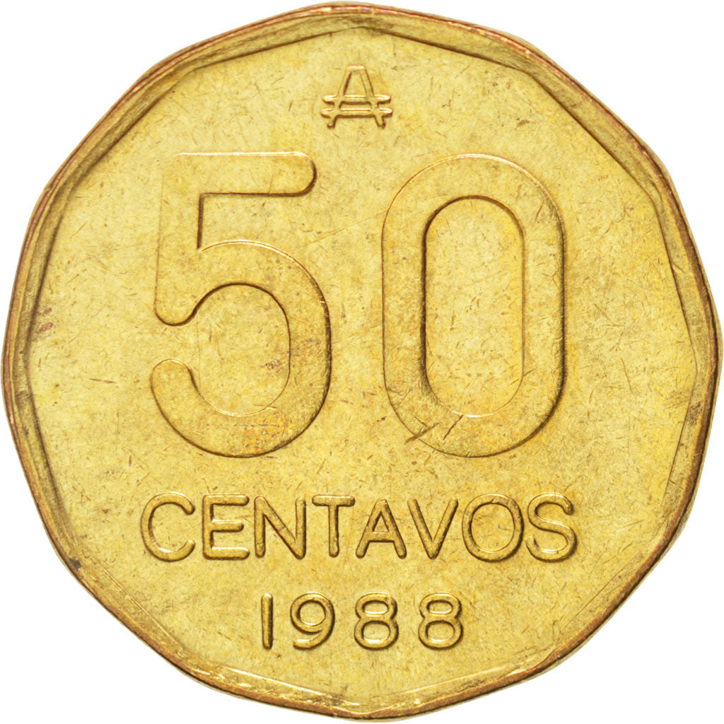 ARGENTINA, 50 Centavos, 1988, KM #99, MS(63), Brass, 24.5, 5.53