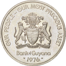 GUYANA, 25 Cents, 1976, Franklin Mint, KM #40, AU(55-58), Copper-Nickel, 21.5,..