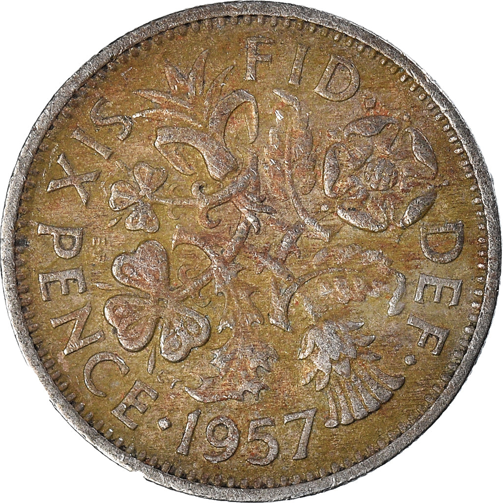 Coin, Great Britain, 6 Pence, 1957