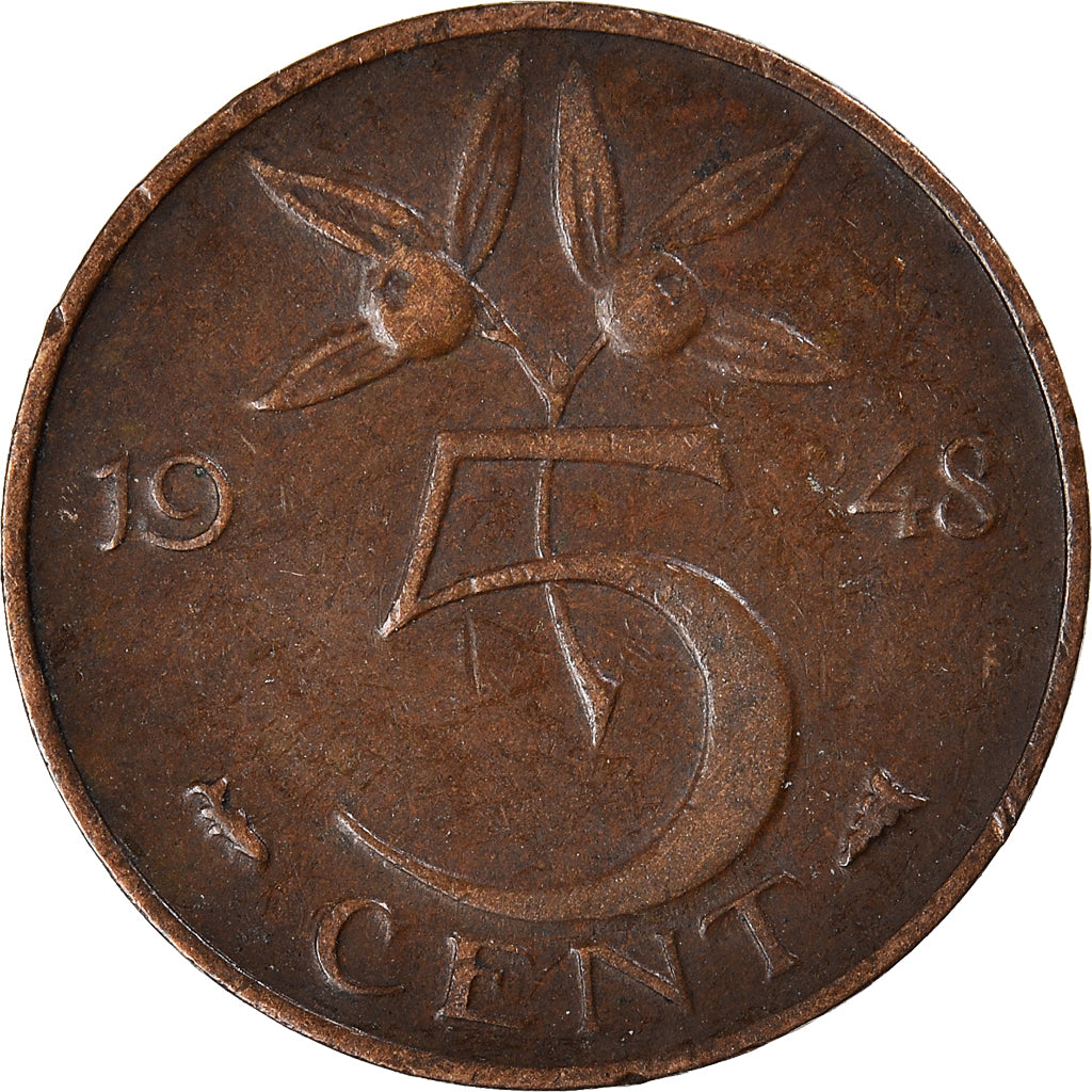Moneda, Países Bajos, 5 Cents, 1948