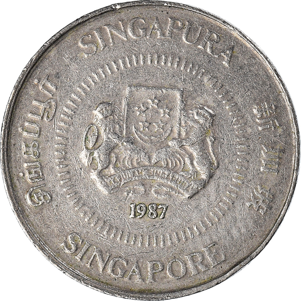 Moneda, Singapur, 10 Cents, 1987