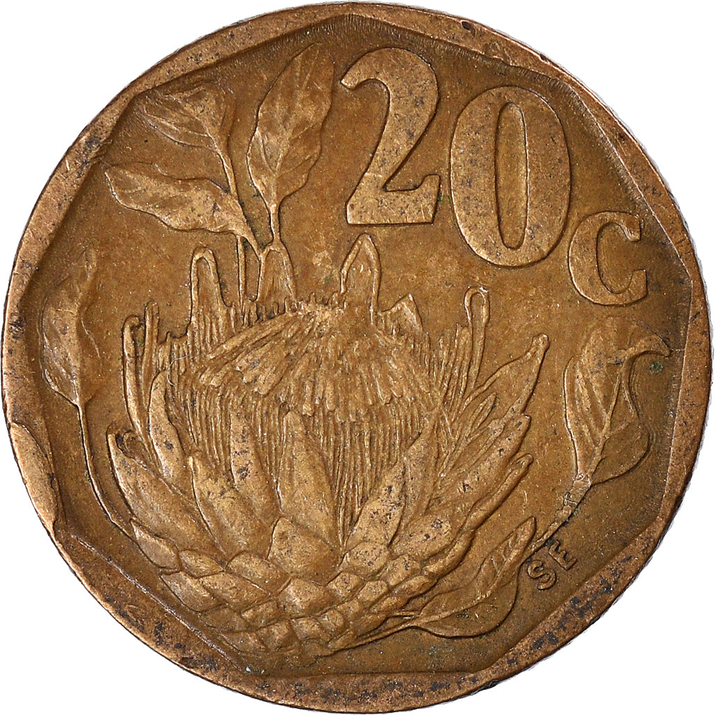 Moeda, África do Sul, 20 Cents, 1993