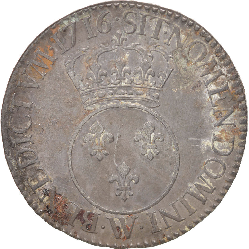 Coin, France, Louis XV, Écu Vertugadin, Ecu, 1716, Lille, VF(30-35), Silver