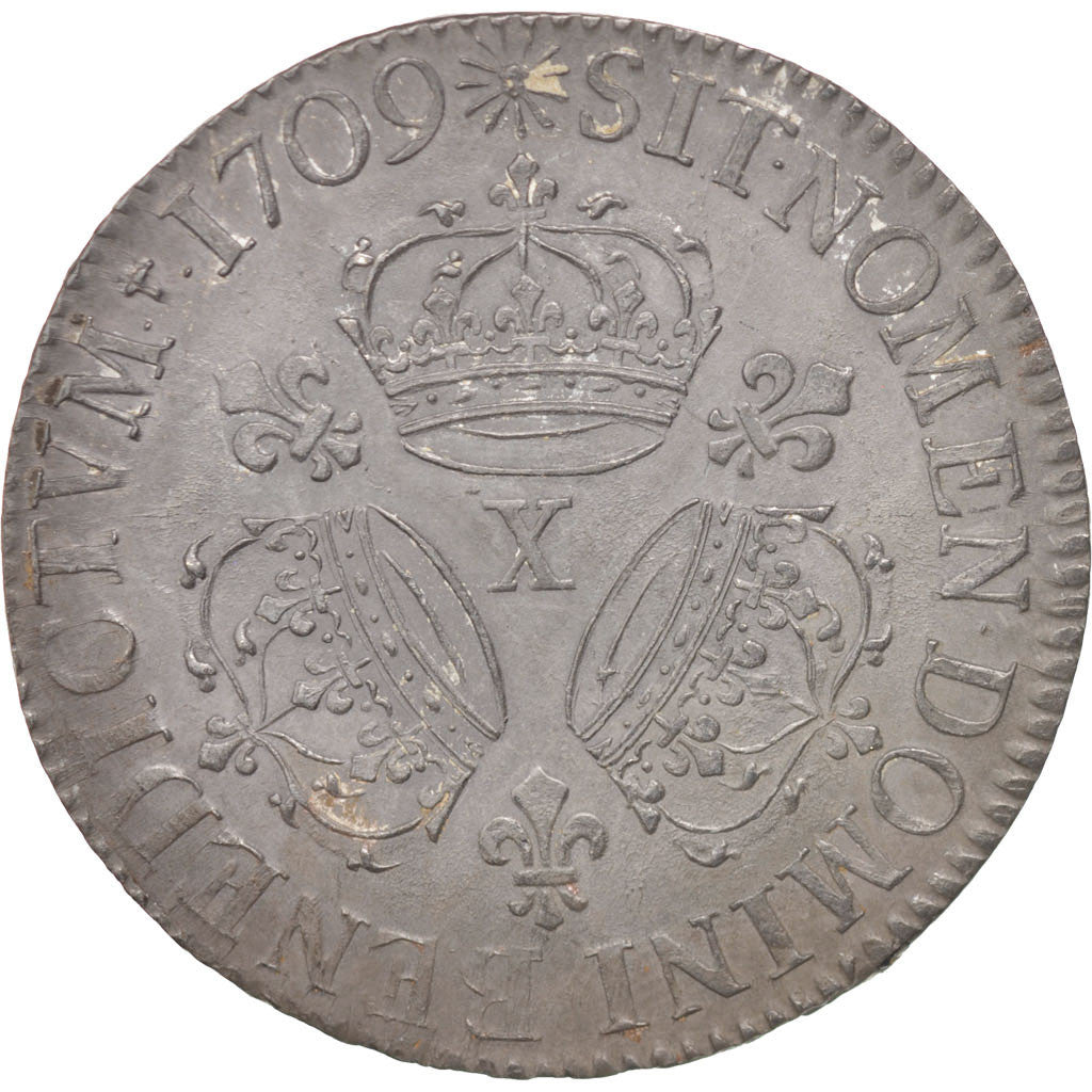 Moneda, Francia, Louis XIV, Écu aux 3 couronnes, Ecu, 1709, Amiens, EBC, Plata