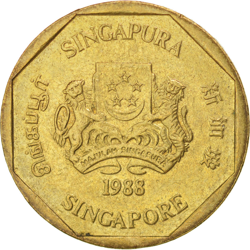 SINGAPORE, Dollar, 1988, British Royal Mint, KM #54b, AU(50-53),...