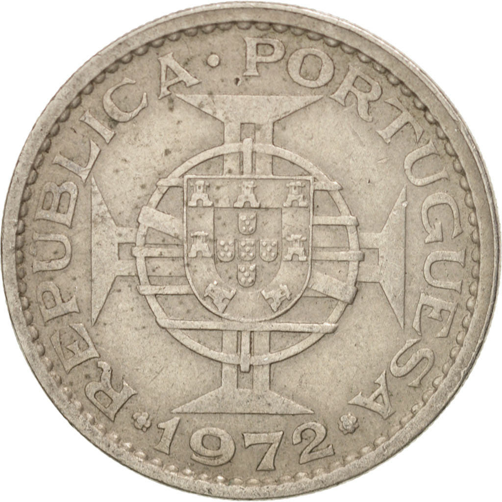 ANGOLA, 5 Escudos, 1972, KM #81, EF(40-45), Copper-Nickel, 6.96
