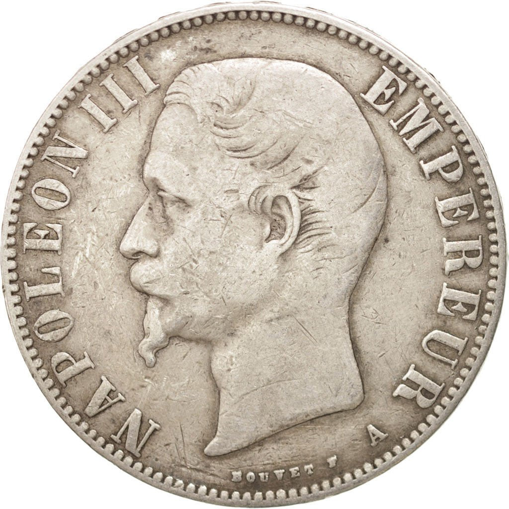 FRANCE, Napoléon III, 5 Francs, 1855, Paris, KM #782.1, VF(30-35), Silver, G...