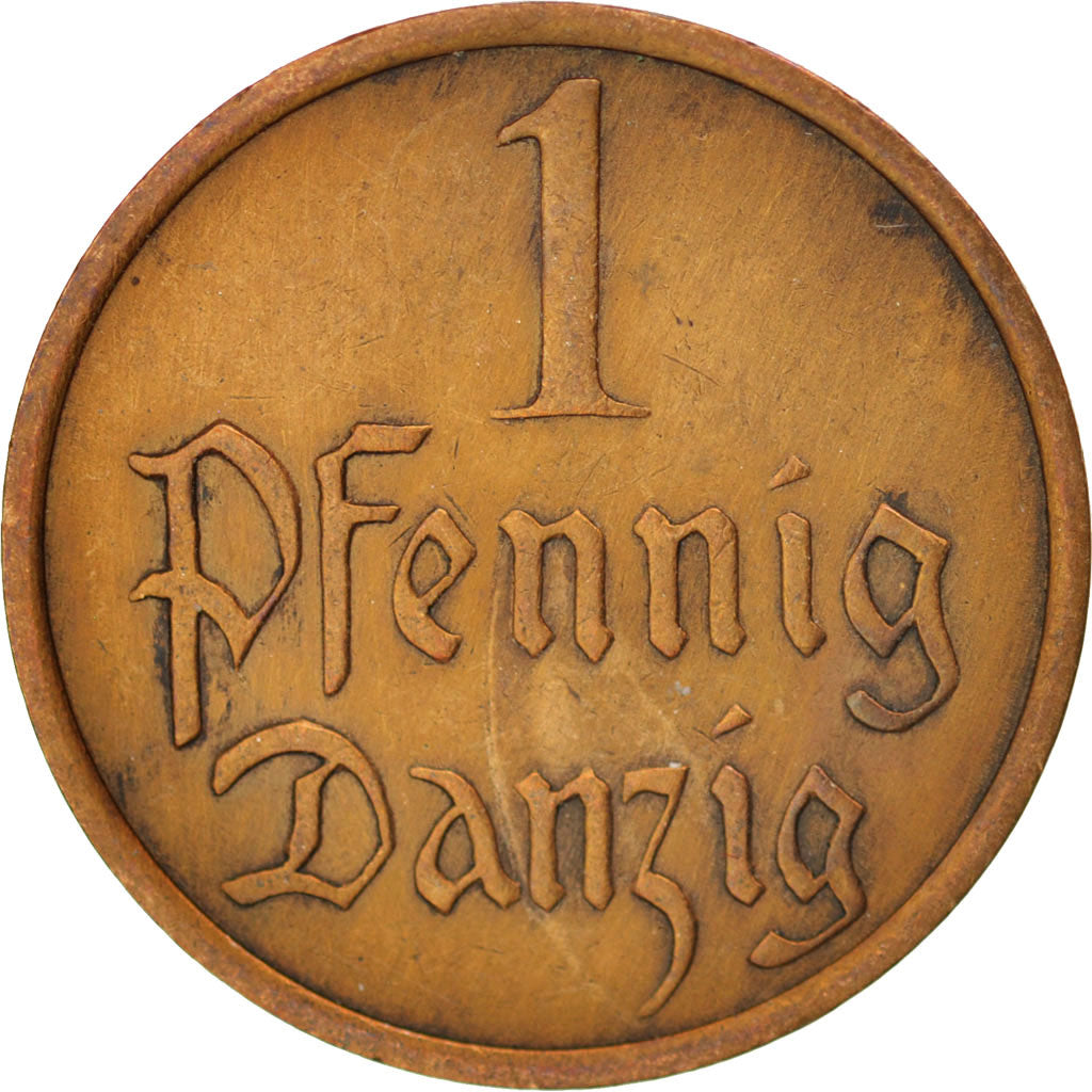 DANZIG, Pfennig, 1937, KM #140, EF(40-45), Bronze, 17.03, 1.64