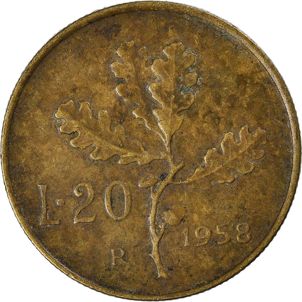 Monnaie, Italie, 20 Lire, 1958