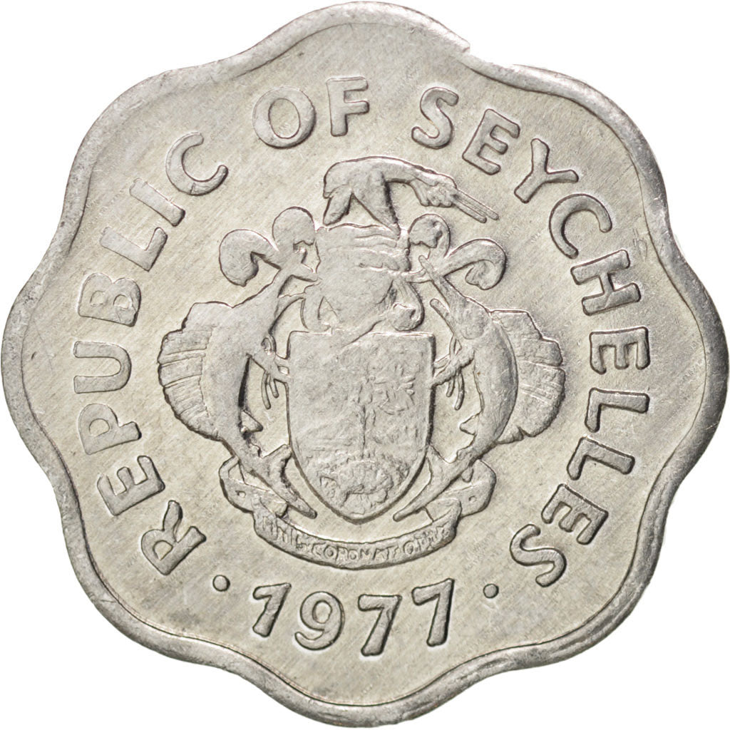 SEYCHELLES, 5 Cents, 1977, British Royal Mint, KM #31, MS(63), Aluminum, 0.79