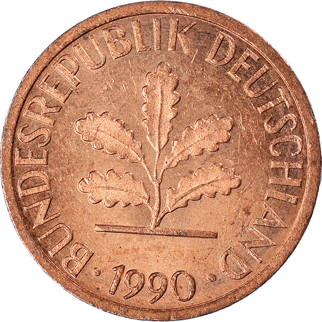 Münze, Bundesrepublik Deutschland, Pfennig, 1990