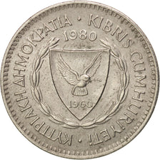 CYPRUS, 50 Mils, 1980, KM #41, AU(55-58), Copper-Nickel, 23.6, 5.72