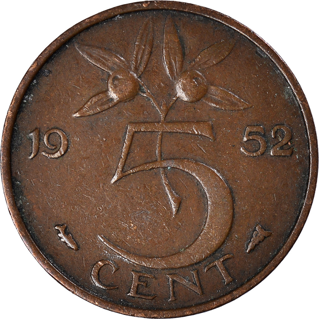 Moneda, Países Bajos, 5 Cents, 1952