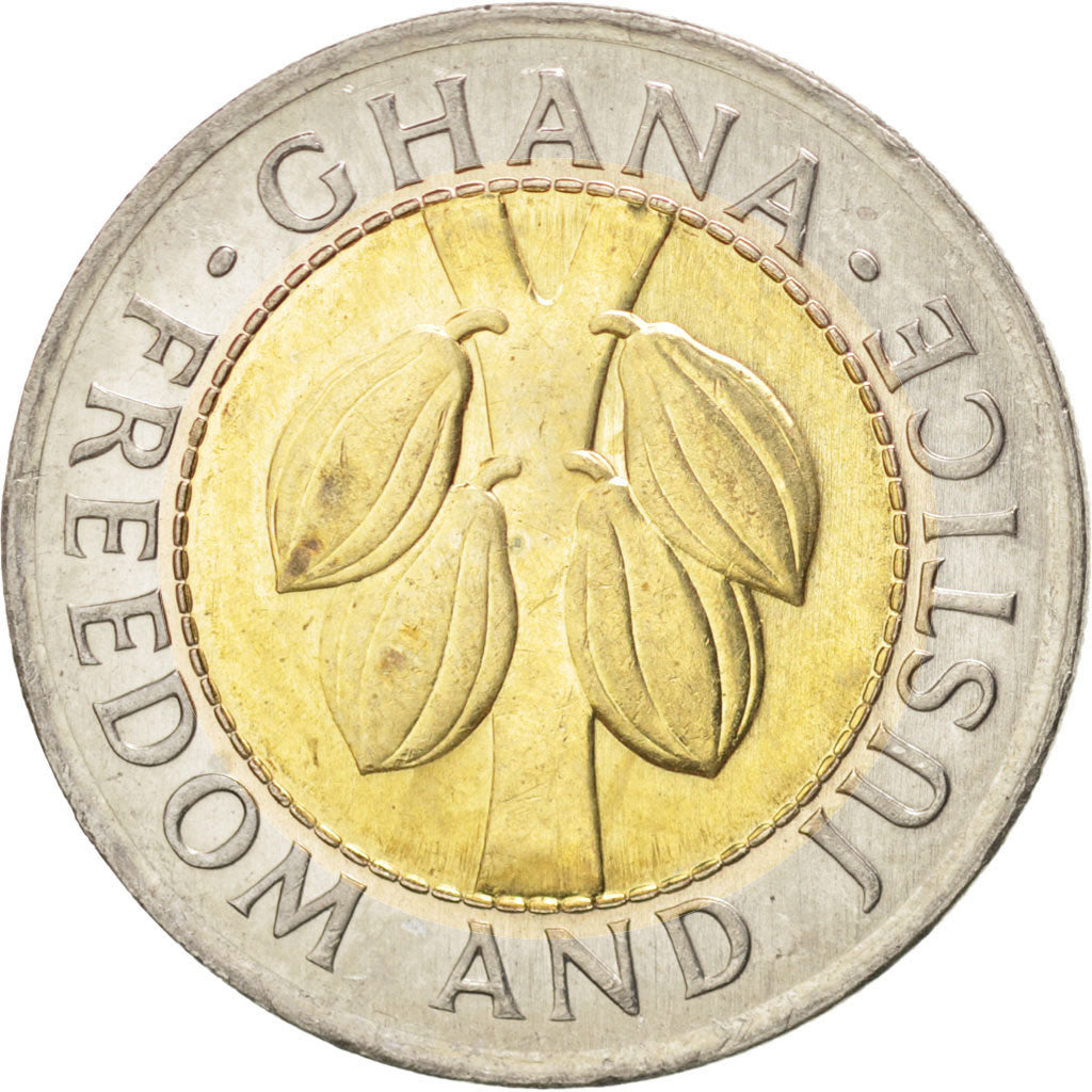 GHANA, 100 Cedis, 1999, KM #32, MS(63), Bi-Metallic, 26, 6.56