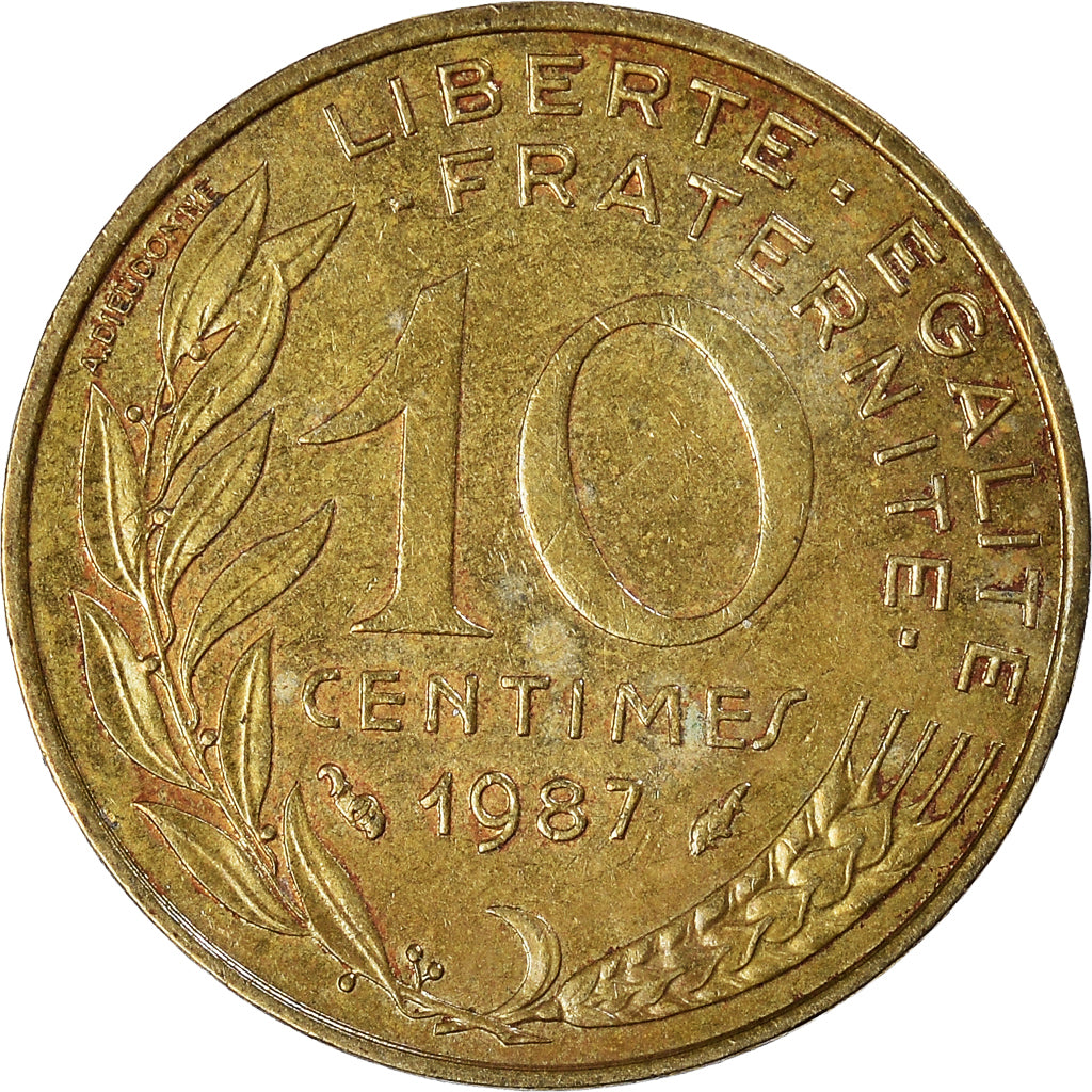 Moeda, França, 10 Centimes, 1987