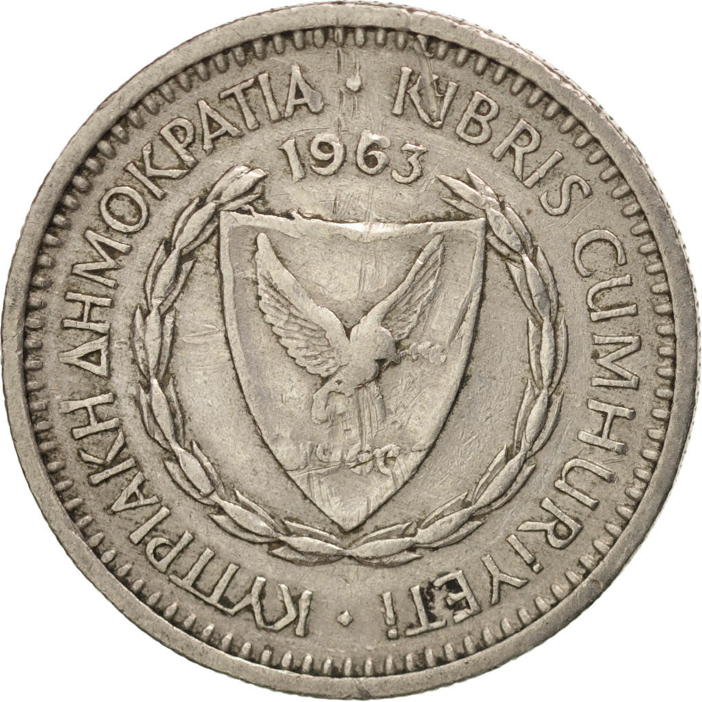 CYPRUS, 25 Mils, 1963, KM #40, EF(40-45), Copper-Nickel, 19.41, 2.77