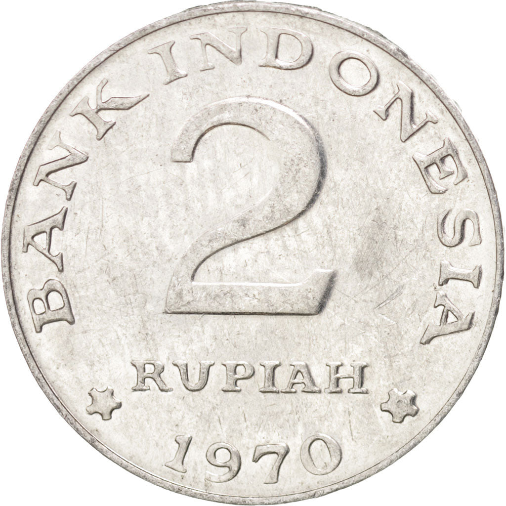 INDONESIA, 2 Rupiah, 1970, KM #21, MS(60-62), Aluminum, 26, 2.29