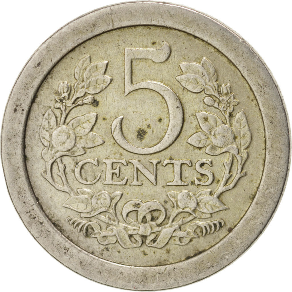 NETHERLANDS, 5 Cents, 1908, KM #137, EF(40-45), Copper-Nickel, 12, 4.55