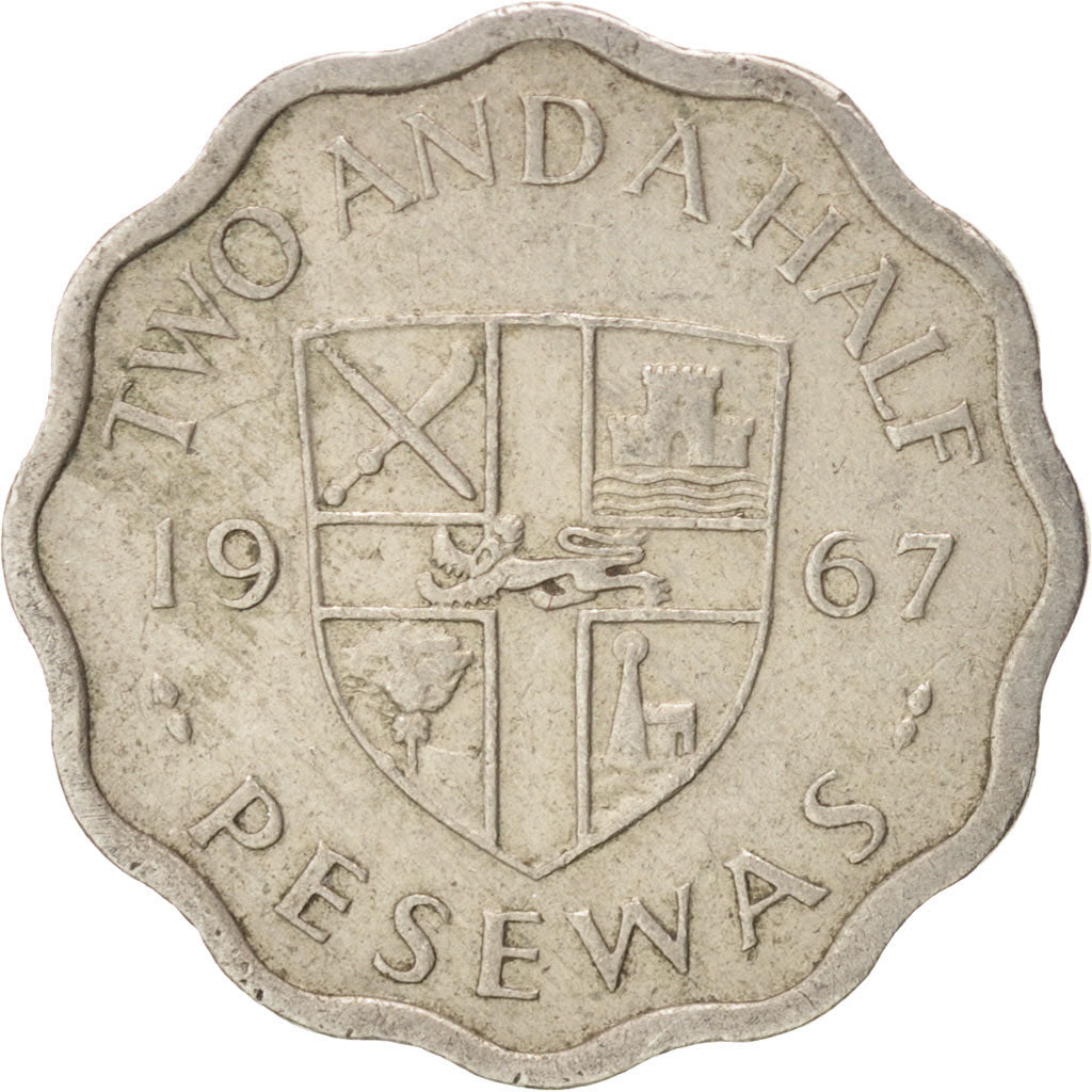 Coin, Ghana, 2-1/2 Pesewas, 1967, EF(40-45), Copper-nickel, KM:14