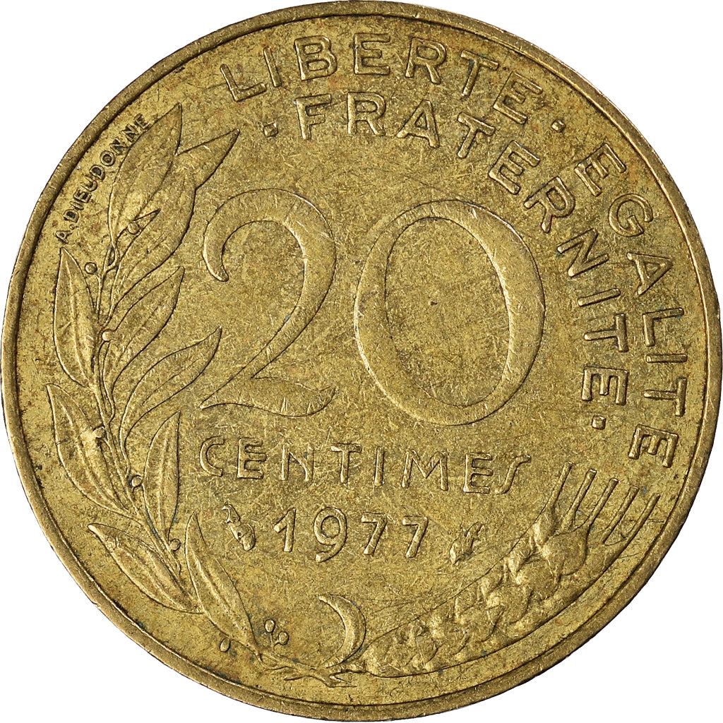 Moneta, Francja, 20 Centimes, 1977
