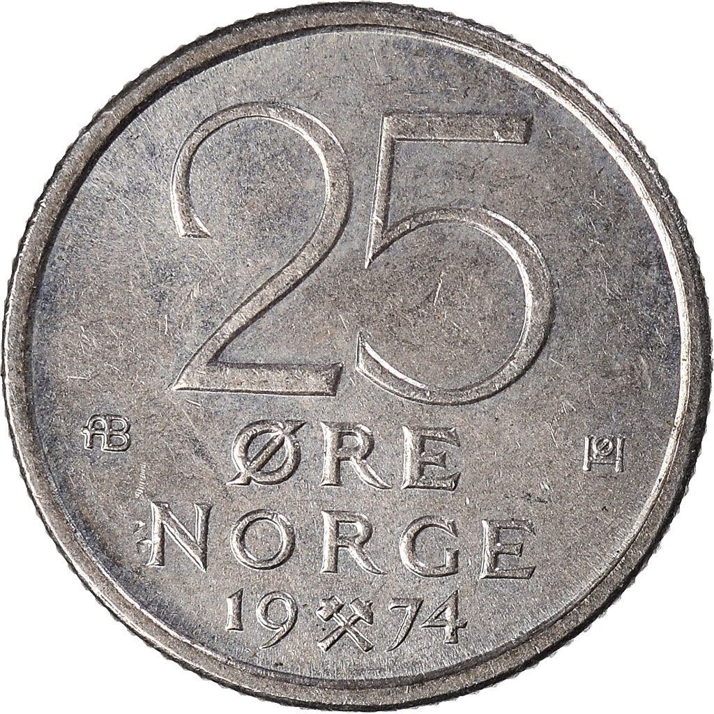 Moneta, Norvegia, 25 Öre, 1974