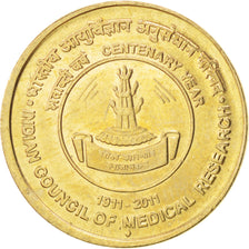 INDIA-REPUBLIC, 5 Rupees, 2011, KM #396, MS(63), Nickel-Brass, 23, 5.85