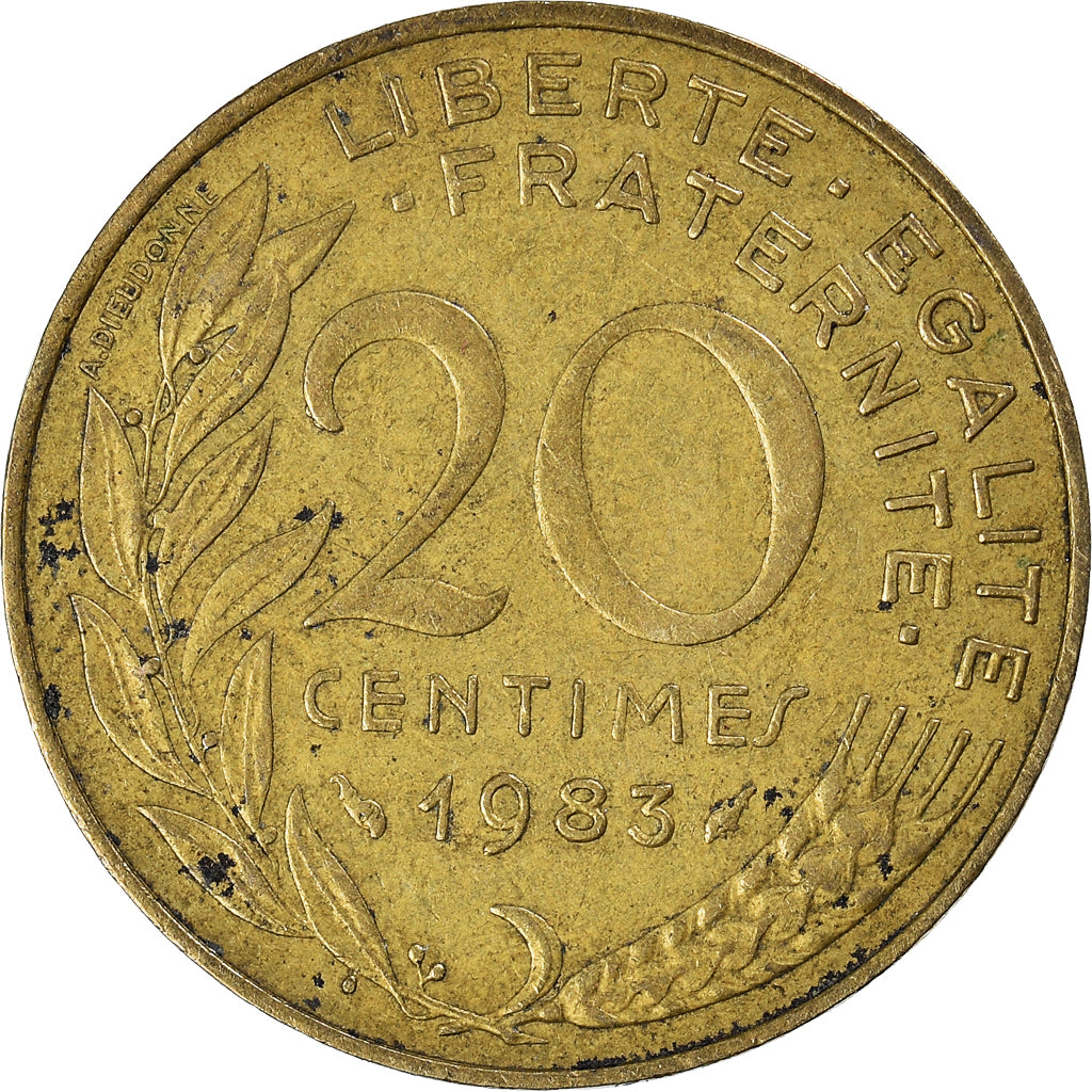 Moeda, França, 20 Centimes, 1983