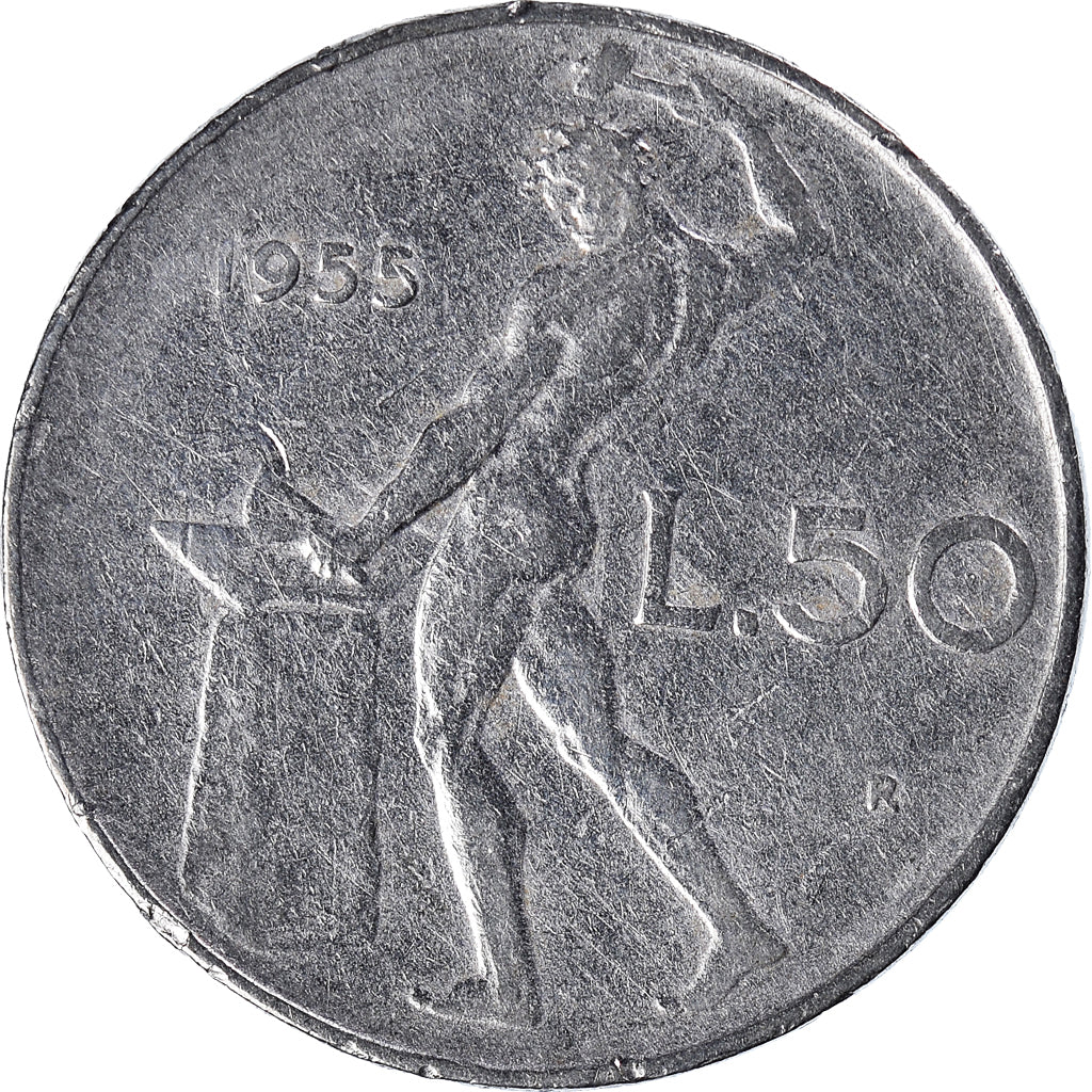 Moeda, Itália, 50 Lire, 1955