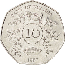Coin, Uganda, 10 Shillings, 1987, MS(63), Nickel plated steel, KM:30