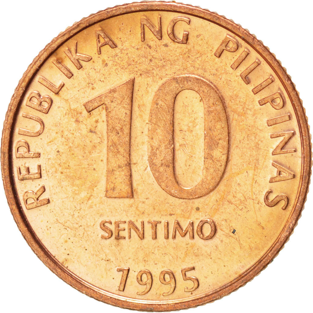 PHILIPPINES, 10 Sentimos, 1995, KM #270.1, MS(60-62), Copper Plated Steel, 17,..