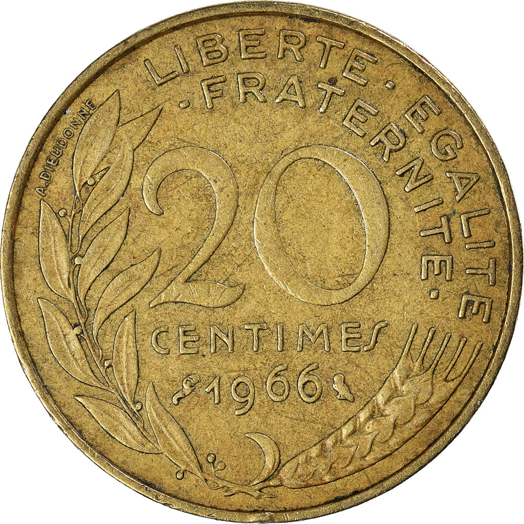 Monnaie, France, 20 Centimes, 1966