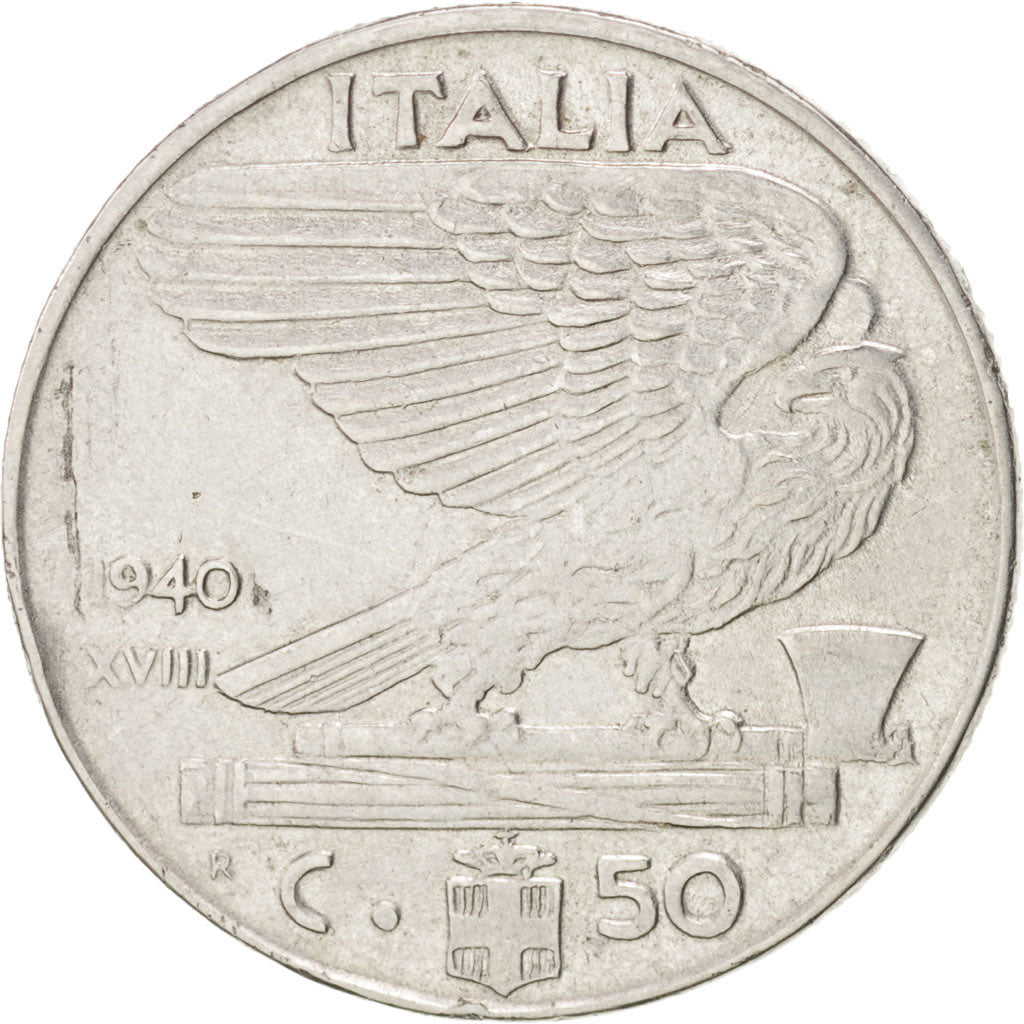 Coin, Italy, Vittorio Emanuele III, 50 Centesimi, 1940, EF(40-45), Stainless