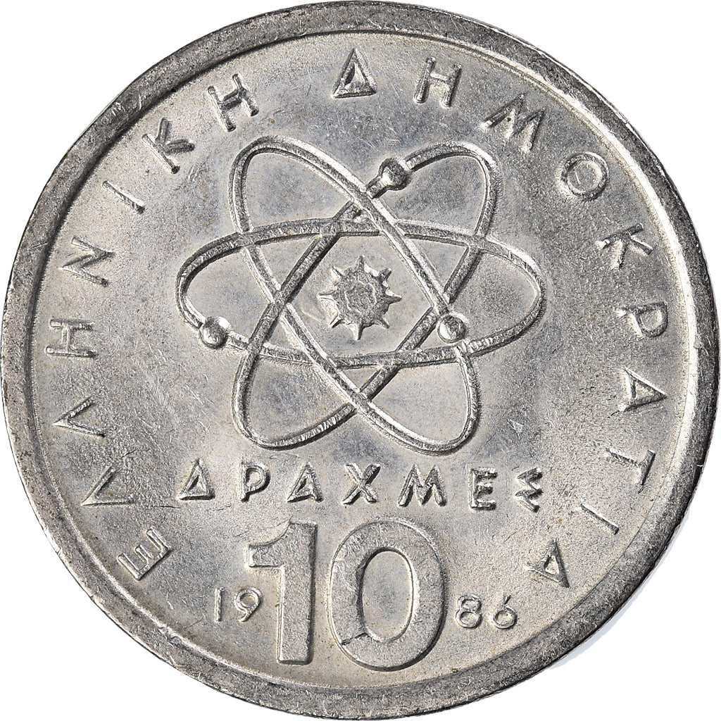 Moeda, Grécia, 10 Drachmes, 1986