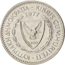 Coin, Cyprus, 25 Mils, 1977, MS(63), Copper-nickel, KM:40