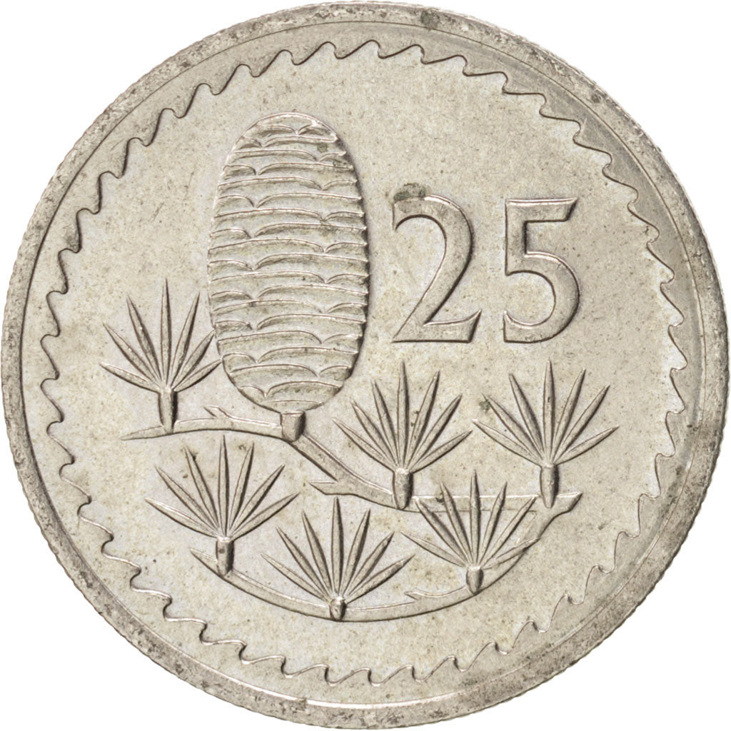 Coin, Cyprus, 25 Mils, 1977, MS(63), Copper-nickel, KM:40