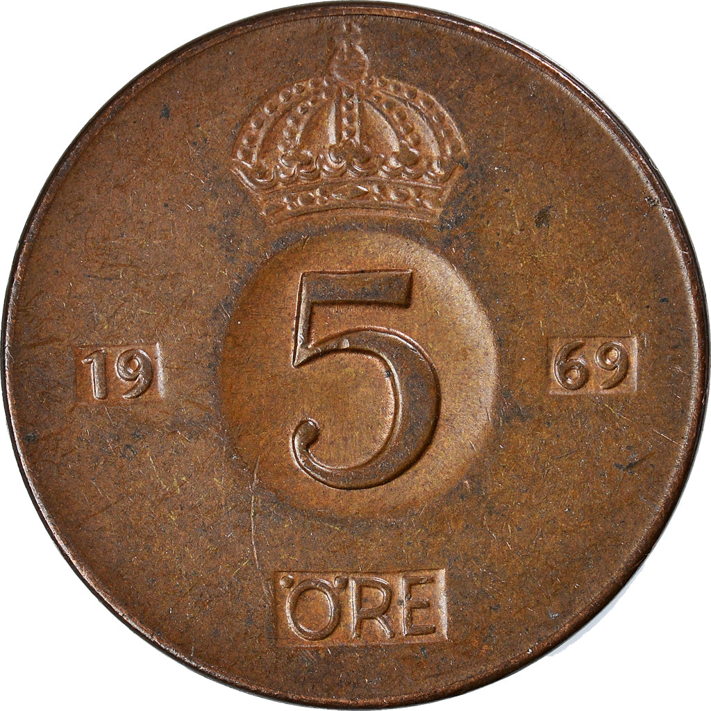 Moeda, Suécia, 5 Öre, 1969