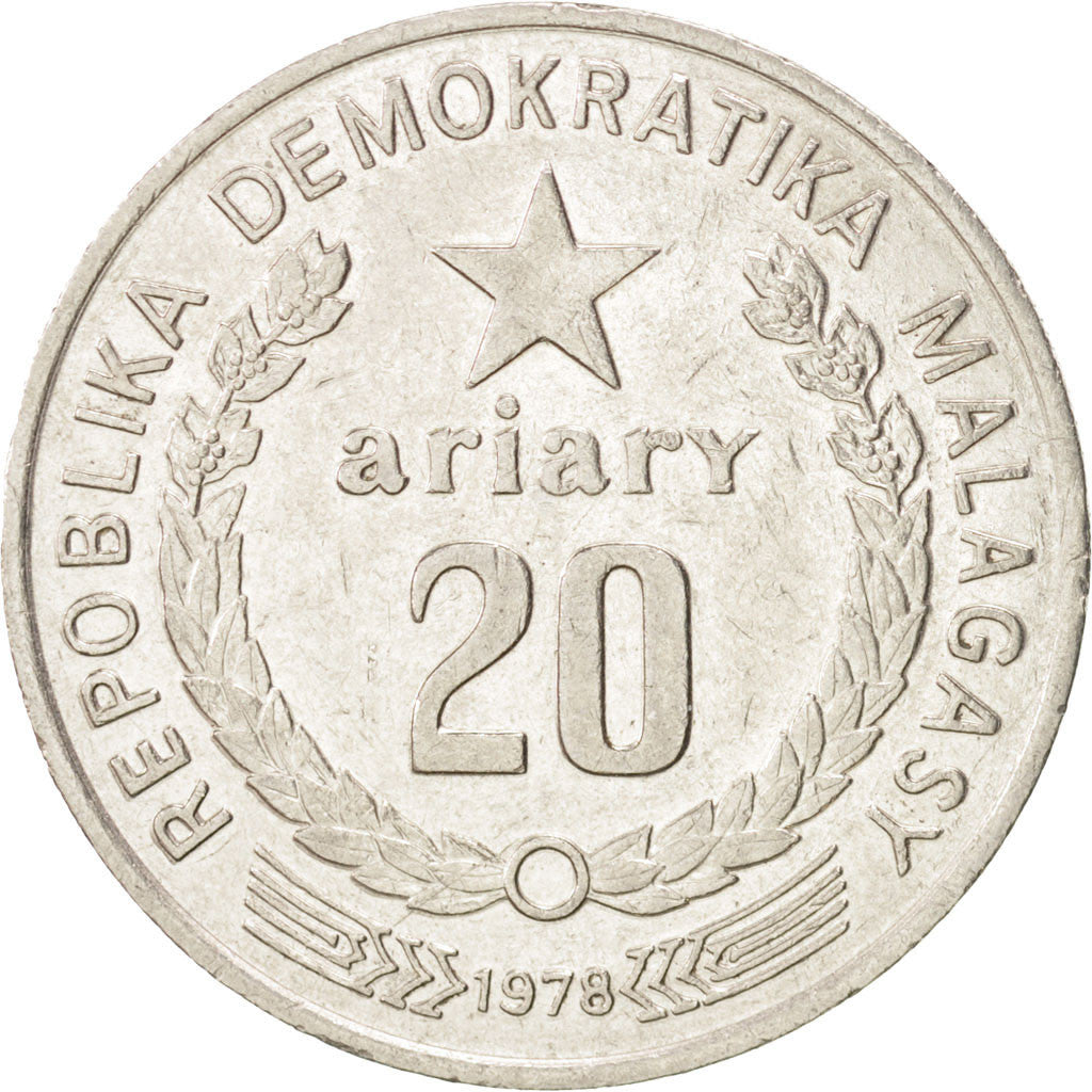 Coin, Madagascar, 20 Ariary, 1978, British Royal Mint, EF(40-45), Nickel, KM:14