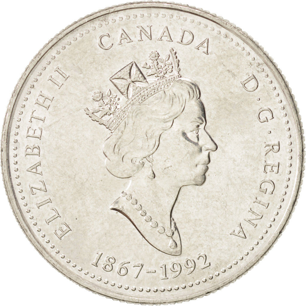 Coin, Canada, Elizabeth II, 25 Cents, 1992, Ottawa, MS(60-62), Nickel, KM:214