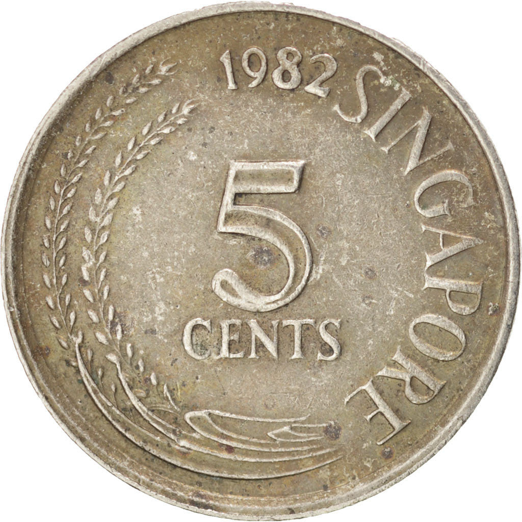 SINGAPORE, 5 Cents, 1982, Singapore Mint, KM #2a, EF(40-45), Copper-Nickel Clad.