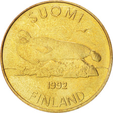 FINLAND, 5 Markkaa, 1992, KM #73, MS(60-62), Copper-Aluminum-Nickel, 24.5, 5.50