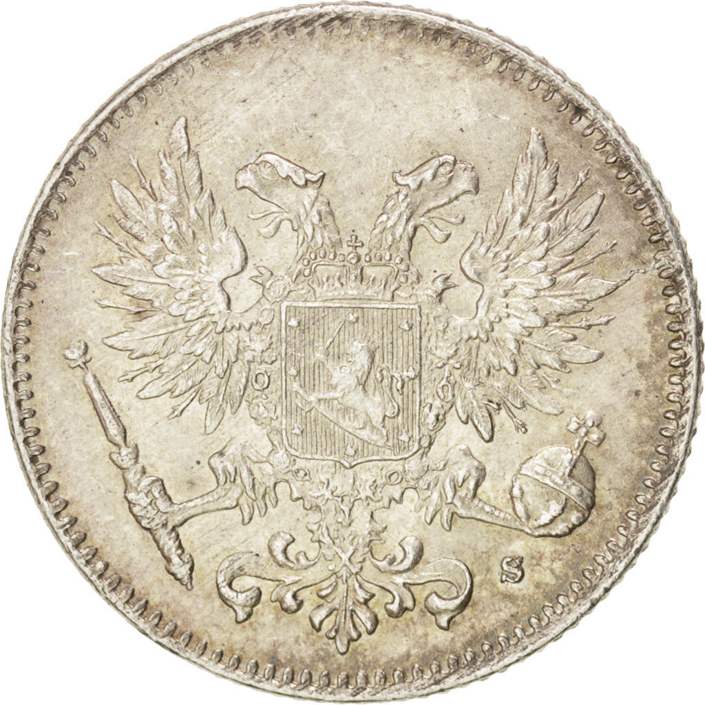 FINLAND, 50 Pennia, 1917, KM #20, MS(63), Silver, 18.6, 2.46