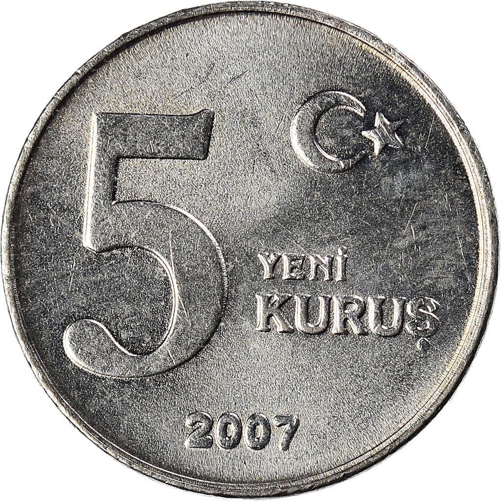Moeda, Turquia, 5 New Kurus, 2007