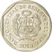 PERU, Nuevo Sol, 2013, Lima, KM #366, MS(63), Copper-Nickel-Zinc, 25.5, 7.24