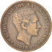 Moneda, España, Alfonso XII, 10 Centimos, 1878, BC+, Bronce, KM:675