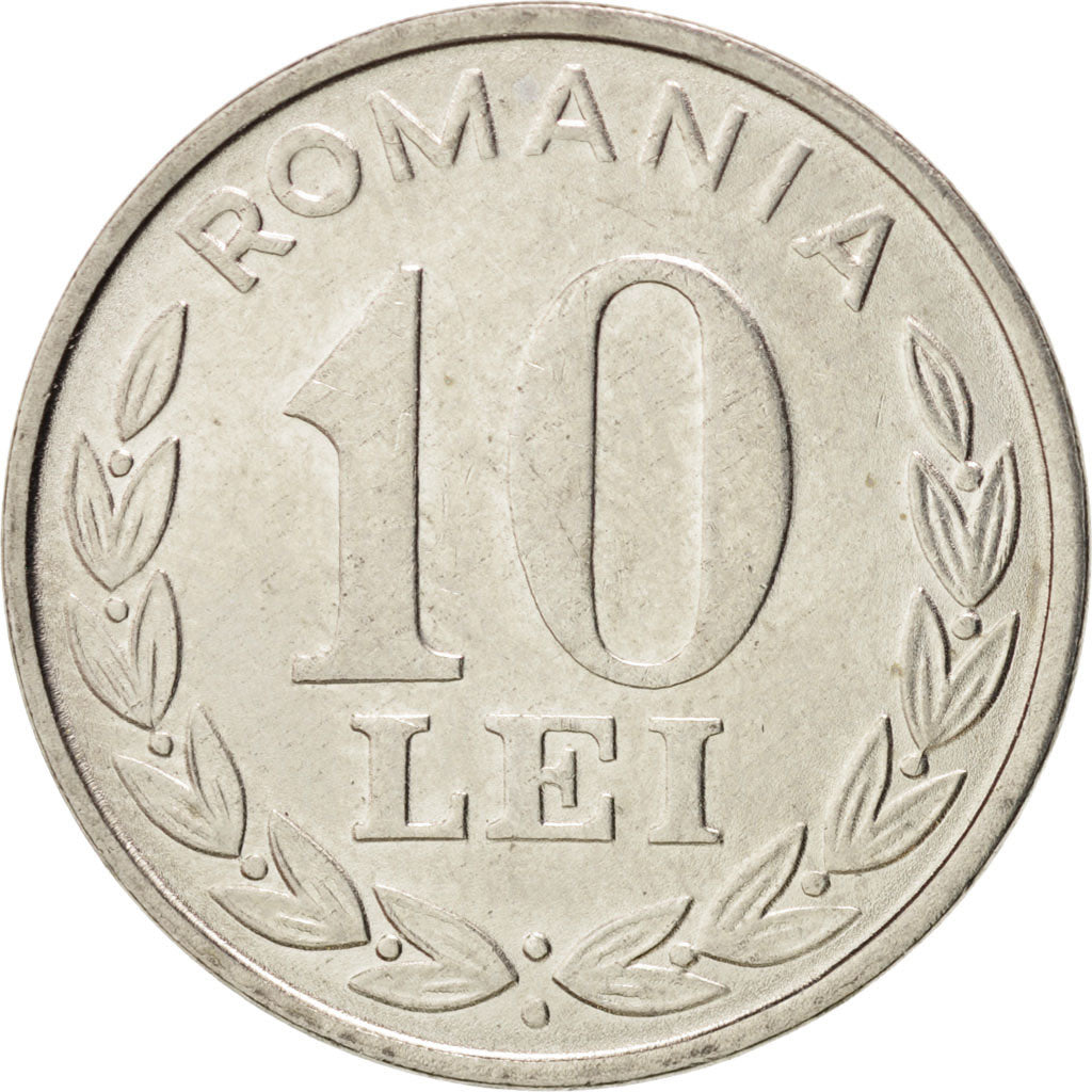 ROMANIA, 10 Lei, 1995, KM #116, AU(55-58), Nickel Clad Steel, 23, 4.59