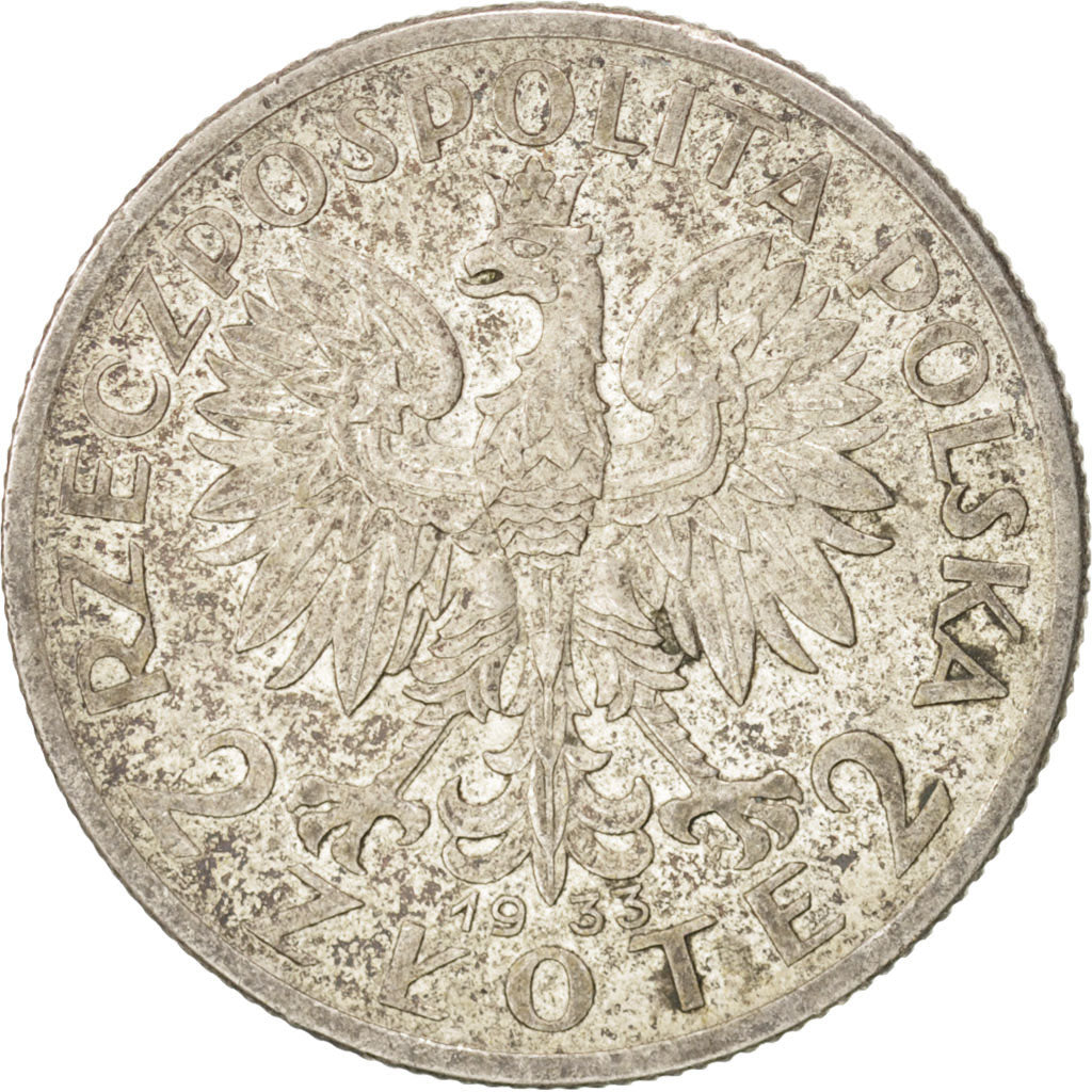 POLAND, 2 Zlote, 1933, Warsaw, KM #20, EF(40-45), Silver, 22, 4.32
