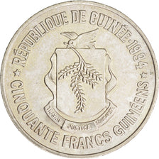 GUINEA, 50 Francs, 1994, KM #63, MS(63), Copper-Nickel, 7.05