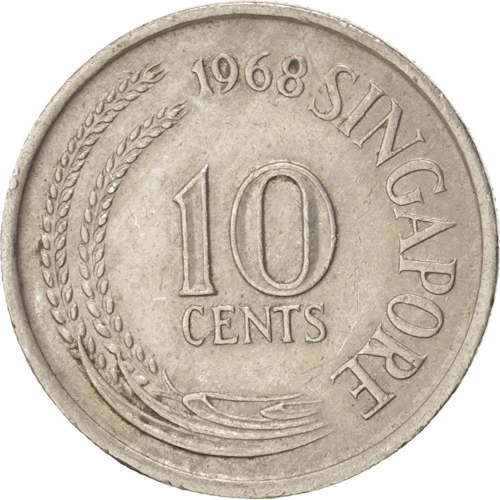 Coin, Singapore, 10 Cents, 1968, EF(40-45), Copper-nickel, KM:3