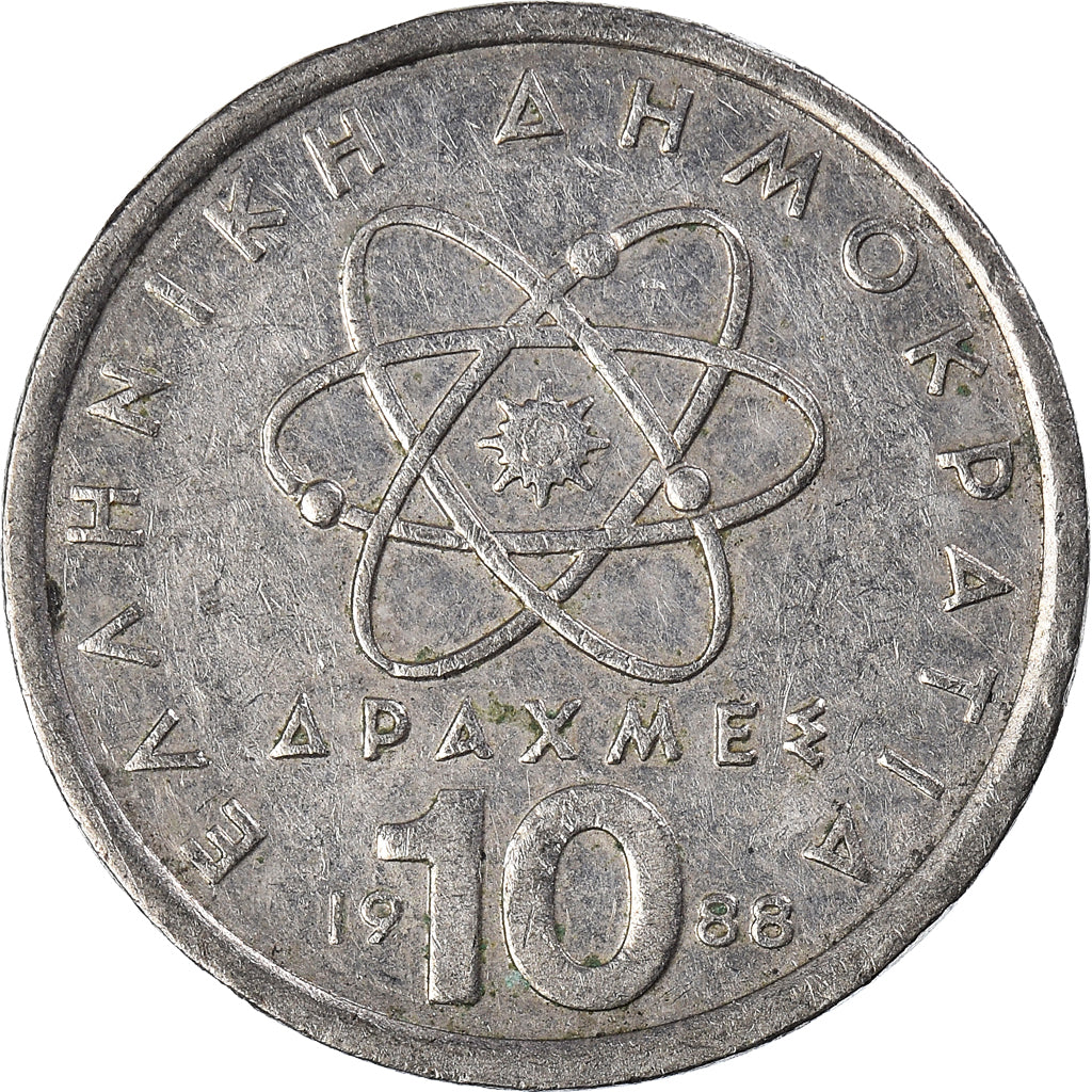 Moeda, Grécia, 10 Drachmes, 1988